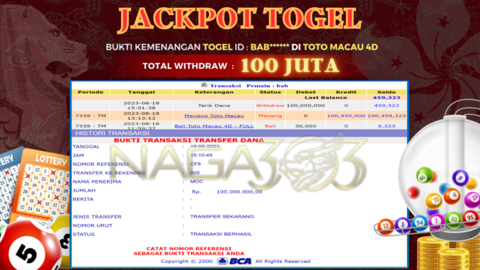 bukti jp naga303 #501