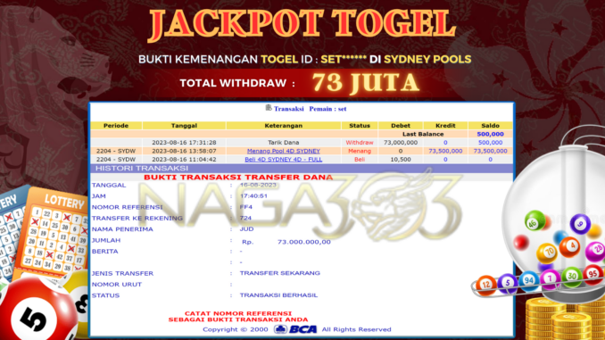 bukti jp naga303 #492