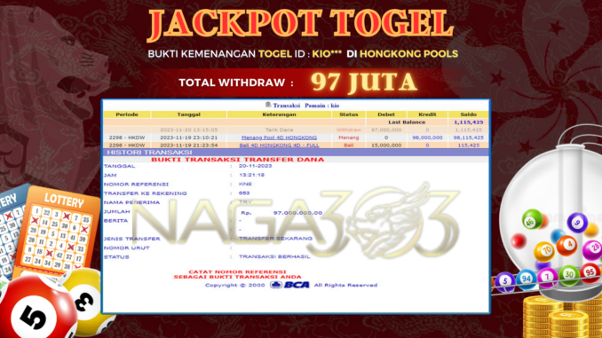 bukti jp naga303 #685